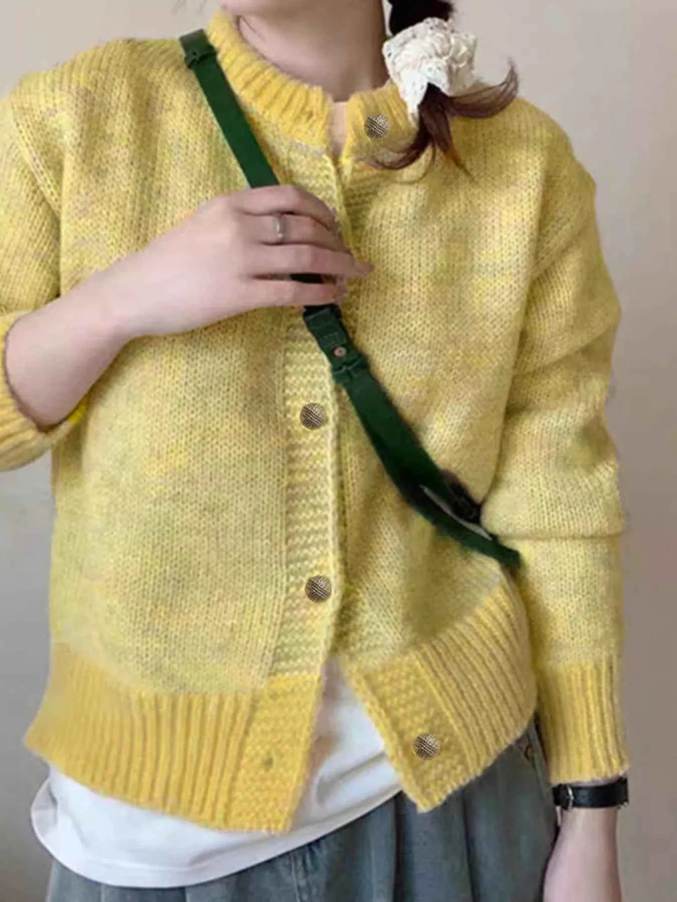 Color Block Button Up Cardigan Yellow One Size 8b888070dec64ae1b614a51febb94e5a-Max-Origin