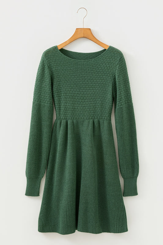 Mist Green Solid Lantern Sleeve Empire Waist Short Sweater Dress 8b91462e22e437bf