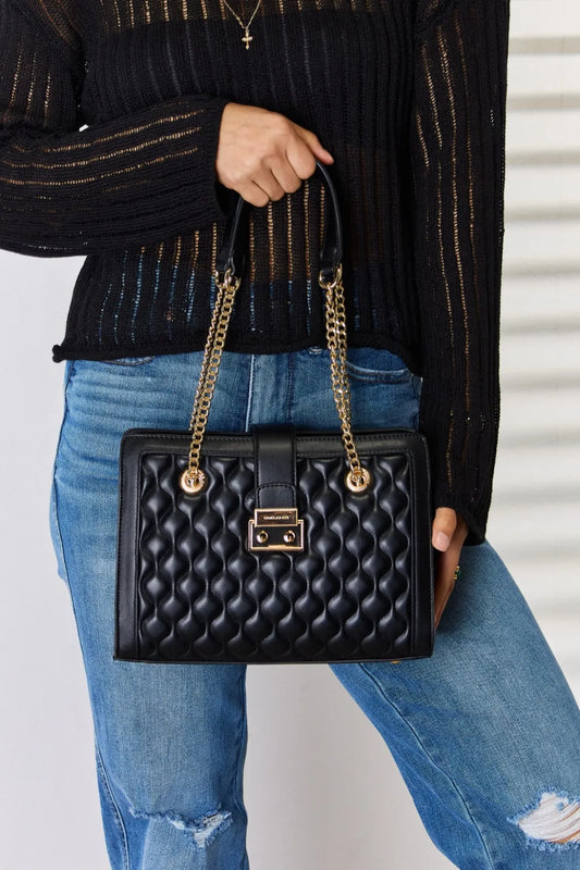 David Jones Quilted PU Leather Handbag Black One Size 8b965407-b284-41a8-8f54-bf74988ec4c8-Max