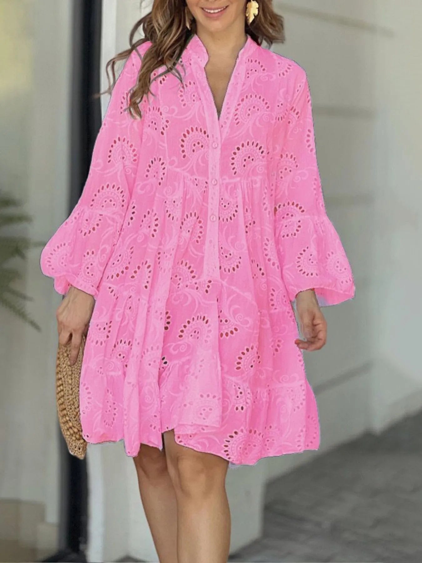 Full Size Eyelet Ruffled Hem Tiered Dress Plus Size Pink 8b9e04211a67493386e96f7d21600872-Max-Origin