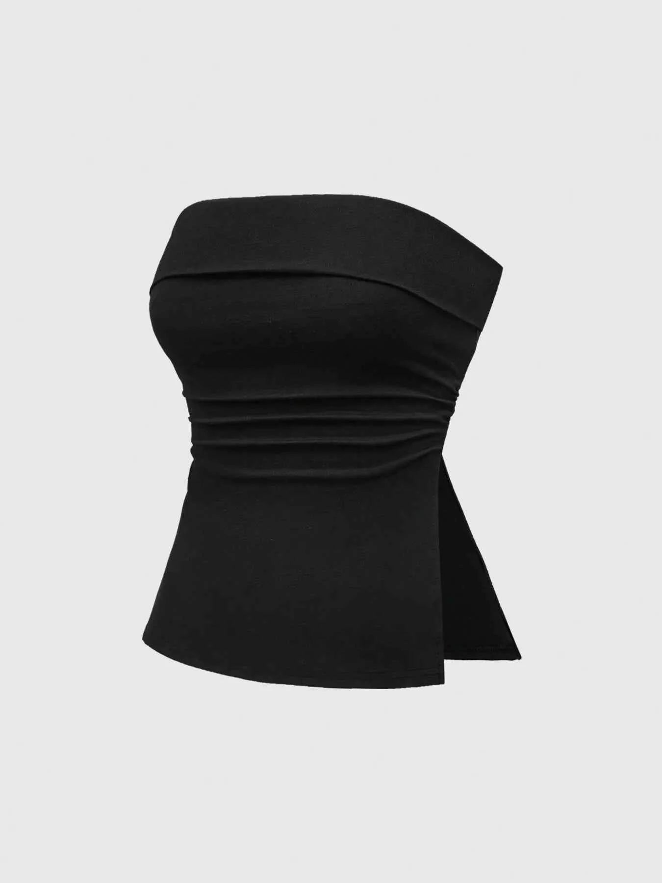 Slit Ruched Tube Top Black 8bc515ff94ef48f38187ad9a1a62d34c-Max-Origin