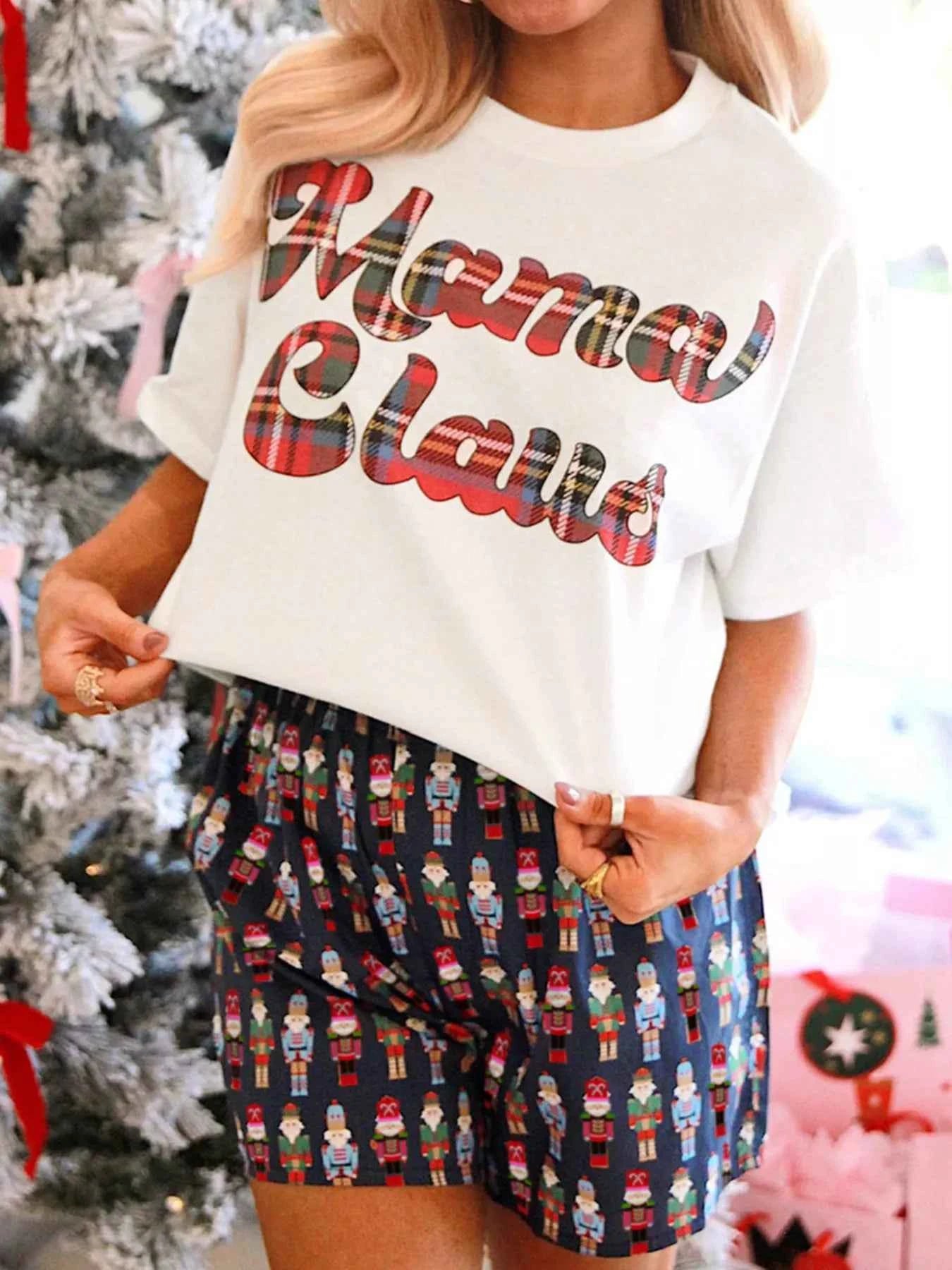Mama Claus Plaid Letter Tee and Nutcracker Shorts 2pcs Lounge Set White 8bc5702d27aa41acb92e717b7213bb94-Max-Origin