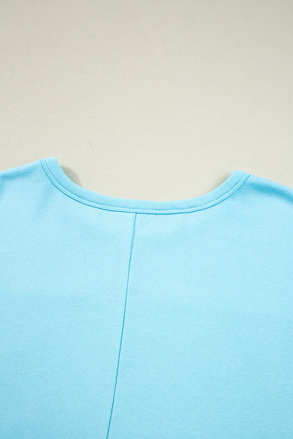 Aruba Blue Solid Color Pullover Top Plus Size Raw Hem Shorts Set 8bca875c4fa50dea