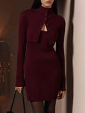 Ribbed Knit Button-Up Cardigan and Dress Sweater Set Wine Red 8bd3fe09-4f61-4dad-8674-cded4b25b28a-Max-Origin