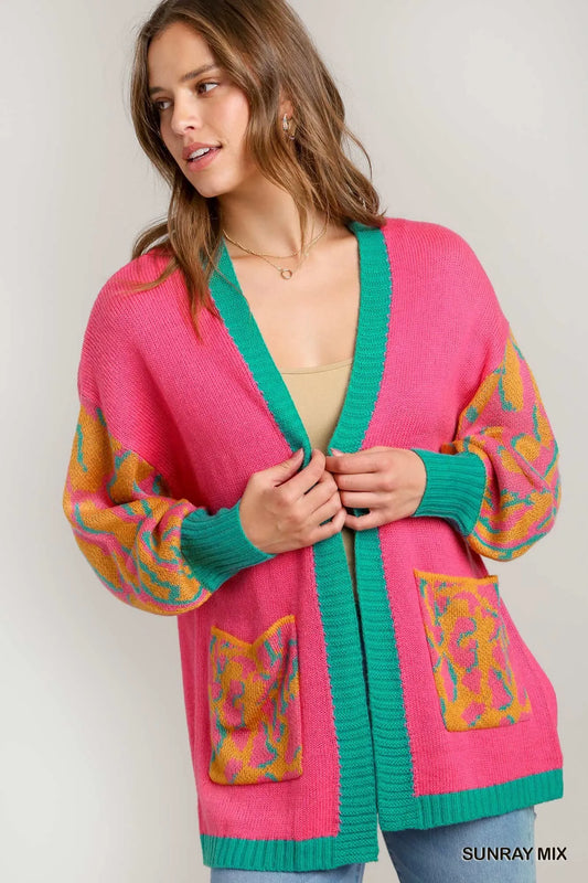 Umgee Animal Print Open Front Sweater Cardigan SUNRAY MIX 8be3a476-8fe1-4096-95e4-8927ac74b008-Max-Origin