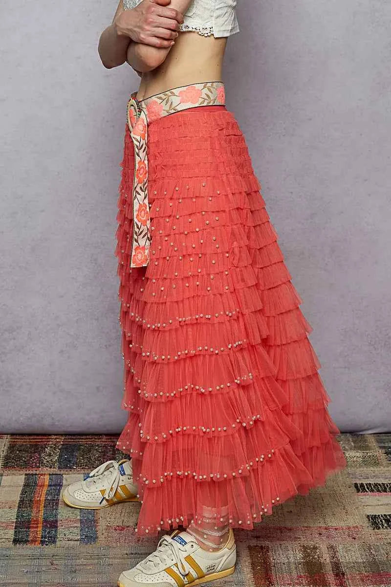 POL Tiered Ruffle Maxi Skirt with Pearl Decorative 8bebaee9-10ec-4c3d-80cd-61a8ca8efe09-Max-Origin