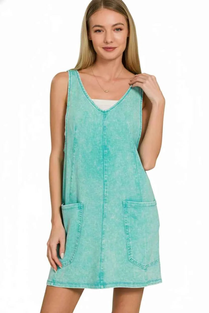 Zenana Acid Washed Overall Knit Mini Dress 8bf20683-eee8-4edf-9e40-623bea7e2acf-Max-Origin