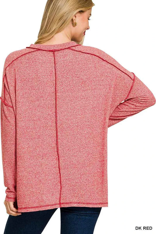 Full Size Melange Hacci Exposed Seam Hi-low Tee Plus Size 8c0cf258ae4146dd9d1388450ee97e38-Max-Origin