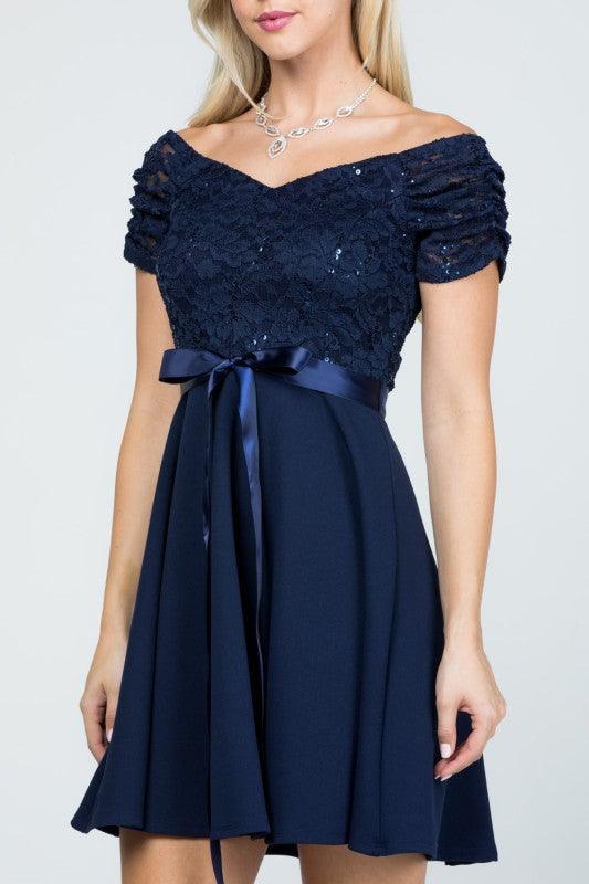 Plus Size Off Shoulder Fit & Flare Dress – Lace Sleeve Party Dress 8c12150b-578a-4b60-a7e8-0b3a25d9da8f