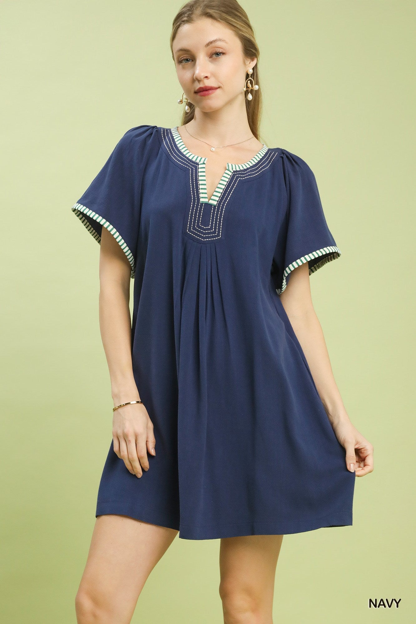 Umgee Linen Trim Tunic Dress NAVY 8c16c037-1a4c-4f42-86d4-0e1f68d66182-Max