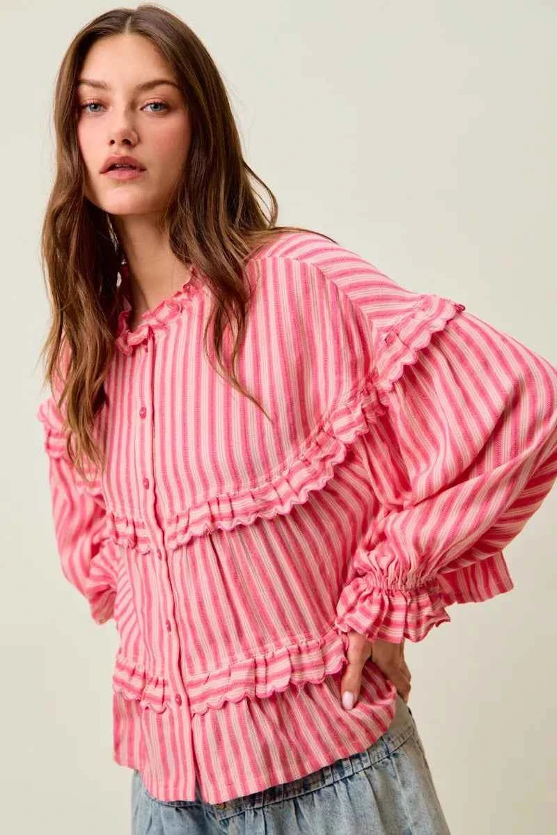 SO ME Variegated Stripe Reversible Flowy Boho Blouse 8c1ce1f1d5d040049cc2813f709c733e-Max-Origin