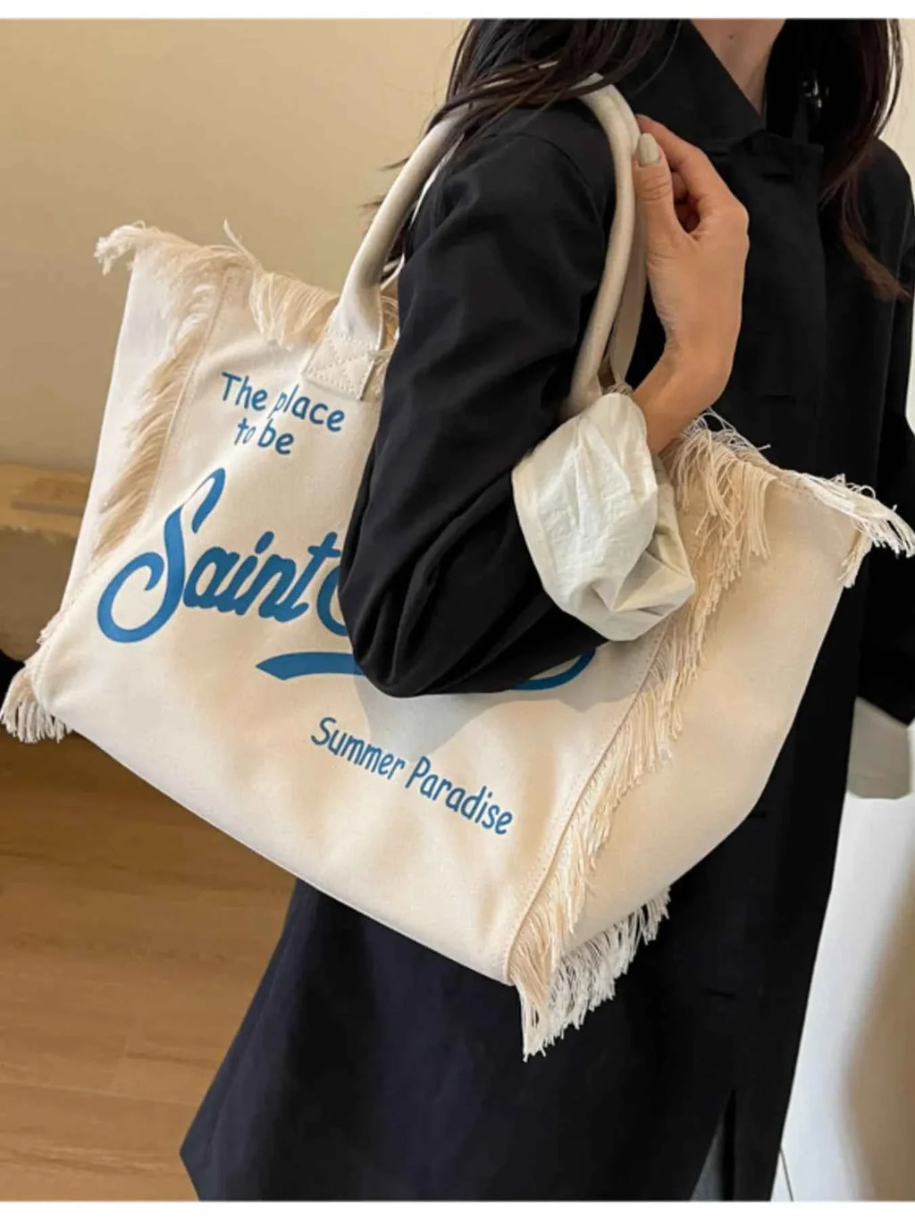 Fringe Letter Canvas Tote Bag 8c285bd9c7f74ad4adbc74fbaa6b7e32-Max-Origin