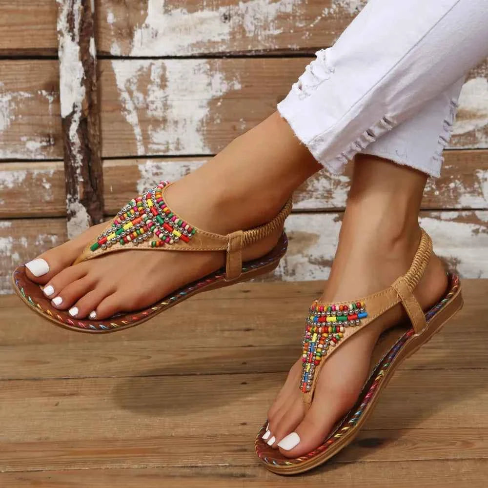 Beaded PU Leather Open Toe Sandals 8c2d1abf-7b67-4de3-b65e-fd7dd8983e85-Max