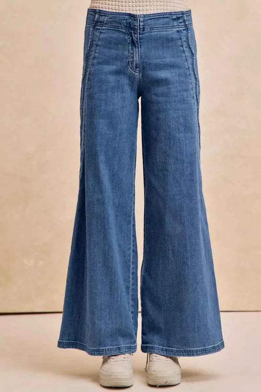 BiBi Wavy Side Edge Detail Lined Wide Leg Jeans DENIM 8c32fbd5f98f41d6af8c047c3c647395-Max-Origin
