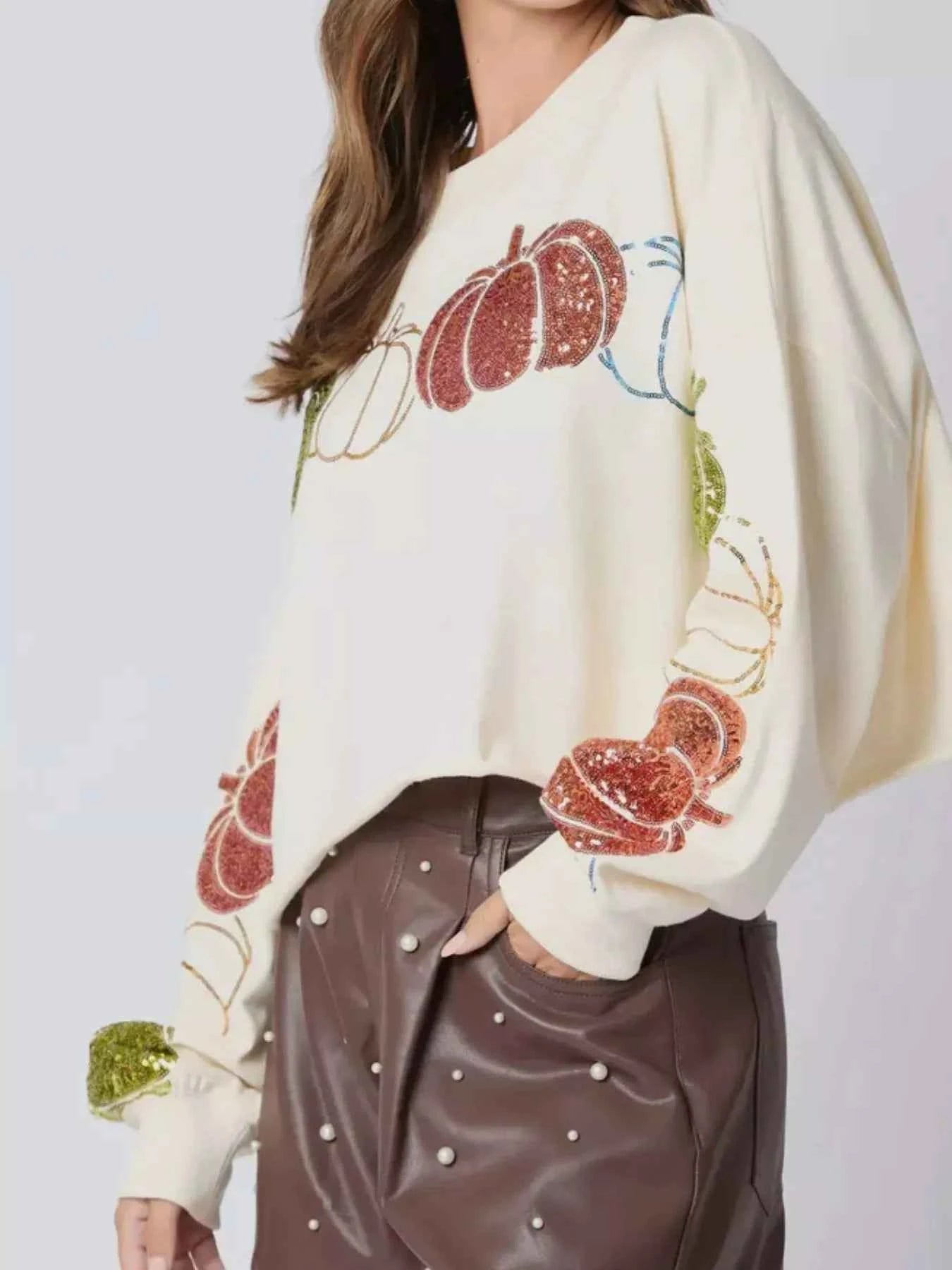 Sequined Pumpkin Halloween Crop Sweatshirt 8c334d0e-9caa-4dbf-ab52-2d689184ad6e-Max-Origin