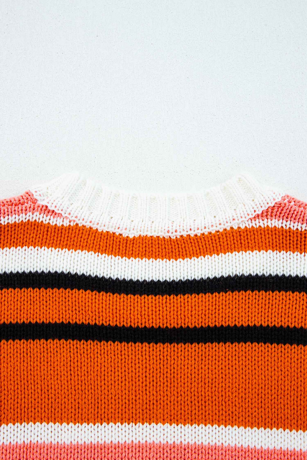 Orange Stripe Drop Shoulder Cropped Pullover Sweater 8c343cd62dcf6134