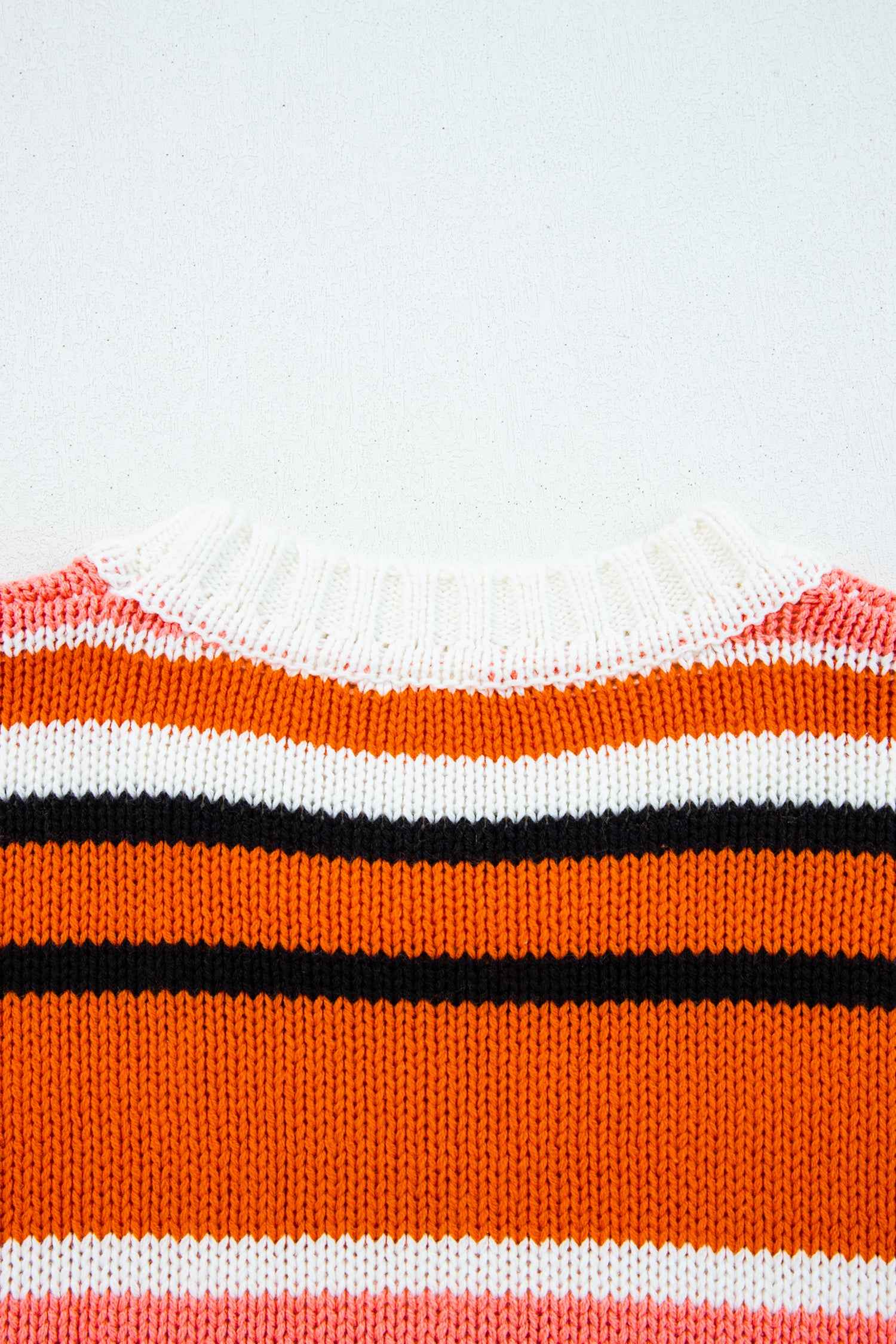 Orange Stripe Drop Shoulder Cropped Pullover Sweater 8c343cd62dcf6134