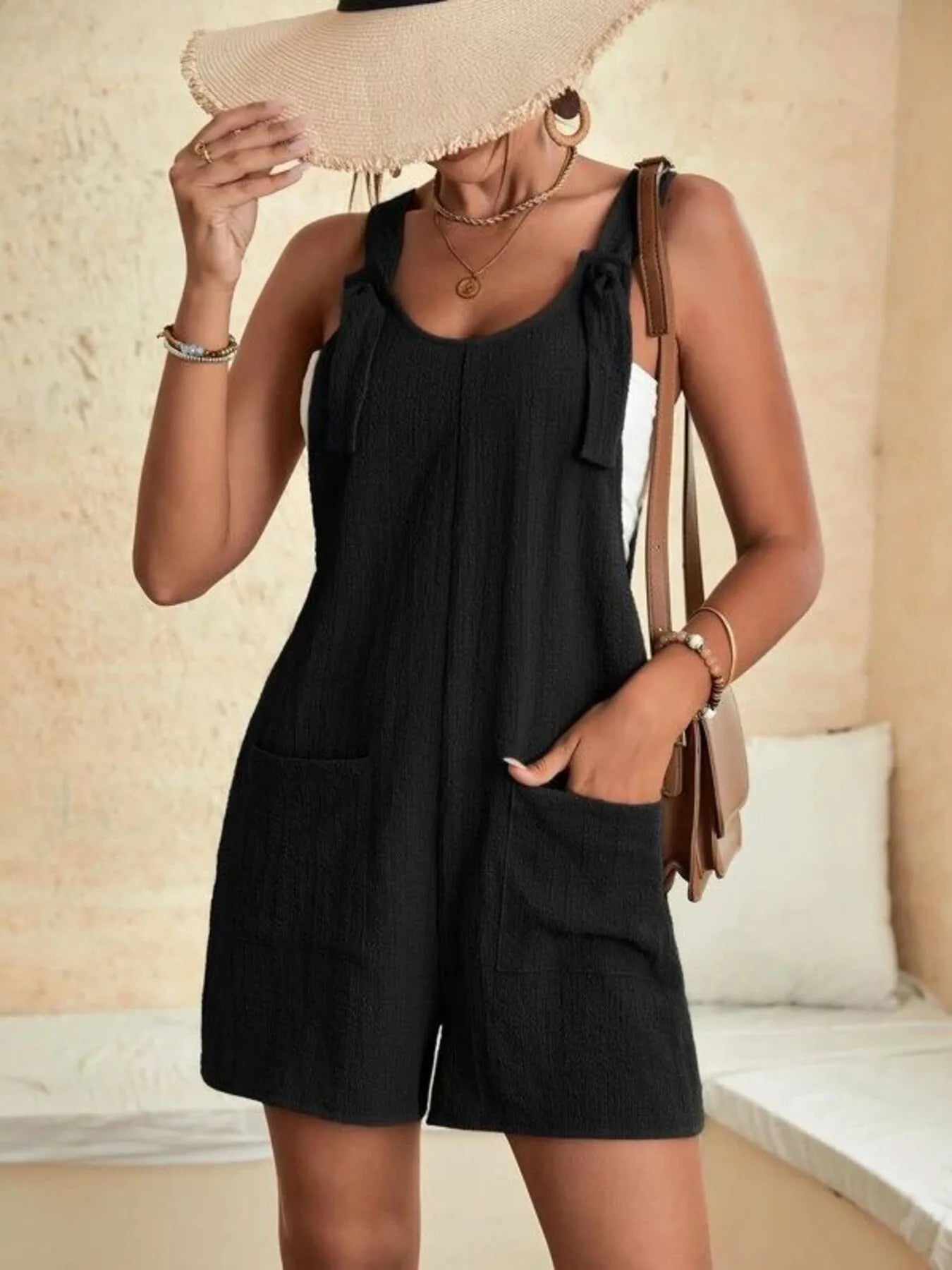 Full Size Knot Strap Romper with Pockets Plus Size 8c374c7a7b9d4bc791cd209282273b7d-Max-Origin