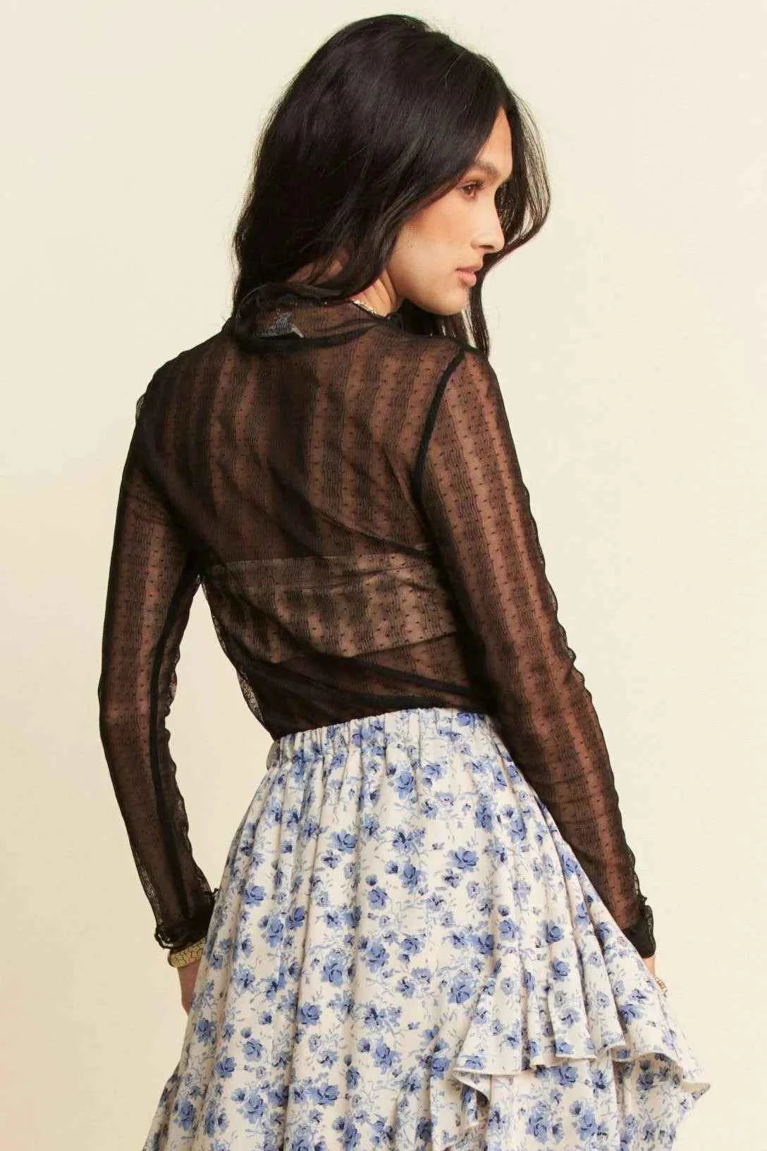 Davi & Dani Turtle Neck Lace Dotted Stretch Mesh Sheer Top 8c3f4c2b27624bb29ce14589f7a7fe79-Max-Origin