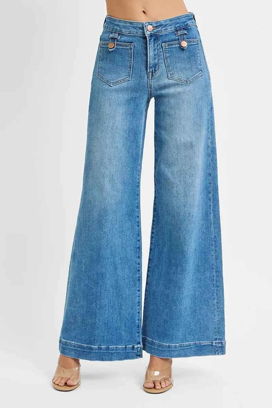 RISEN Full Size Mid Rise Wide Front Patch Pocket Jeans Plus Size 8c3fc22800864f658db518462d81c02e-Max-Origin