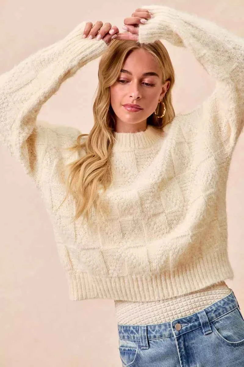 BiBi Checker Board Drop Shoulder Sweater 8c4a3a71f2f64041a3c97fd2798677d5-Max-Origin