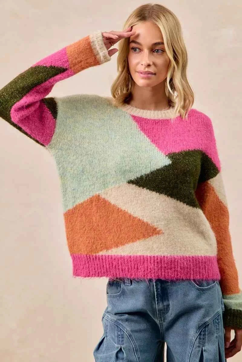 BiBi Multi Color Block Sweater Top 8c4ecb13a34745bfa3d1a7584a9bb4c5-Max-Origin