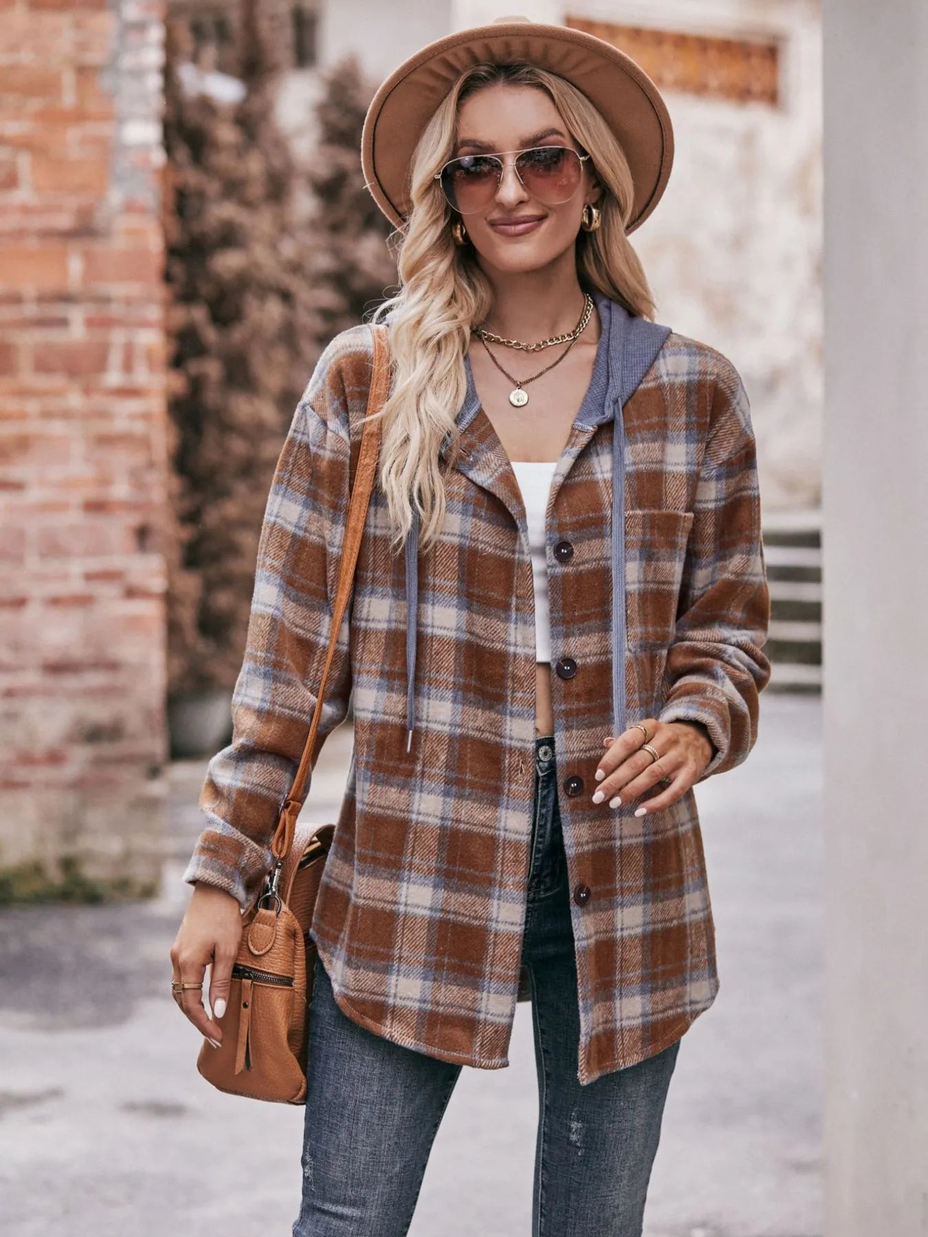 Oversized Plaid Button Up Shacket Caramel 8c4f97bd-b758-4b24-845d-21358d01e9be-Max-Origin