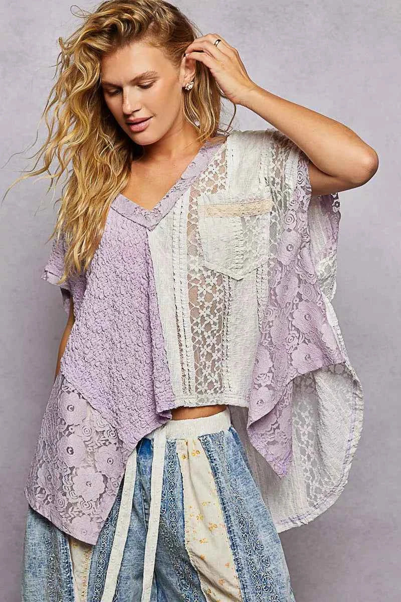 Asymmetrical V-Neck Short Sleeve Lace Top 8c528df7-e8d9-4516-ad18-2a6c5832c0c9-Max-Origin