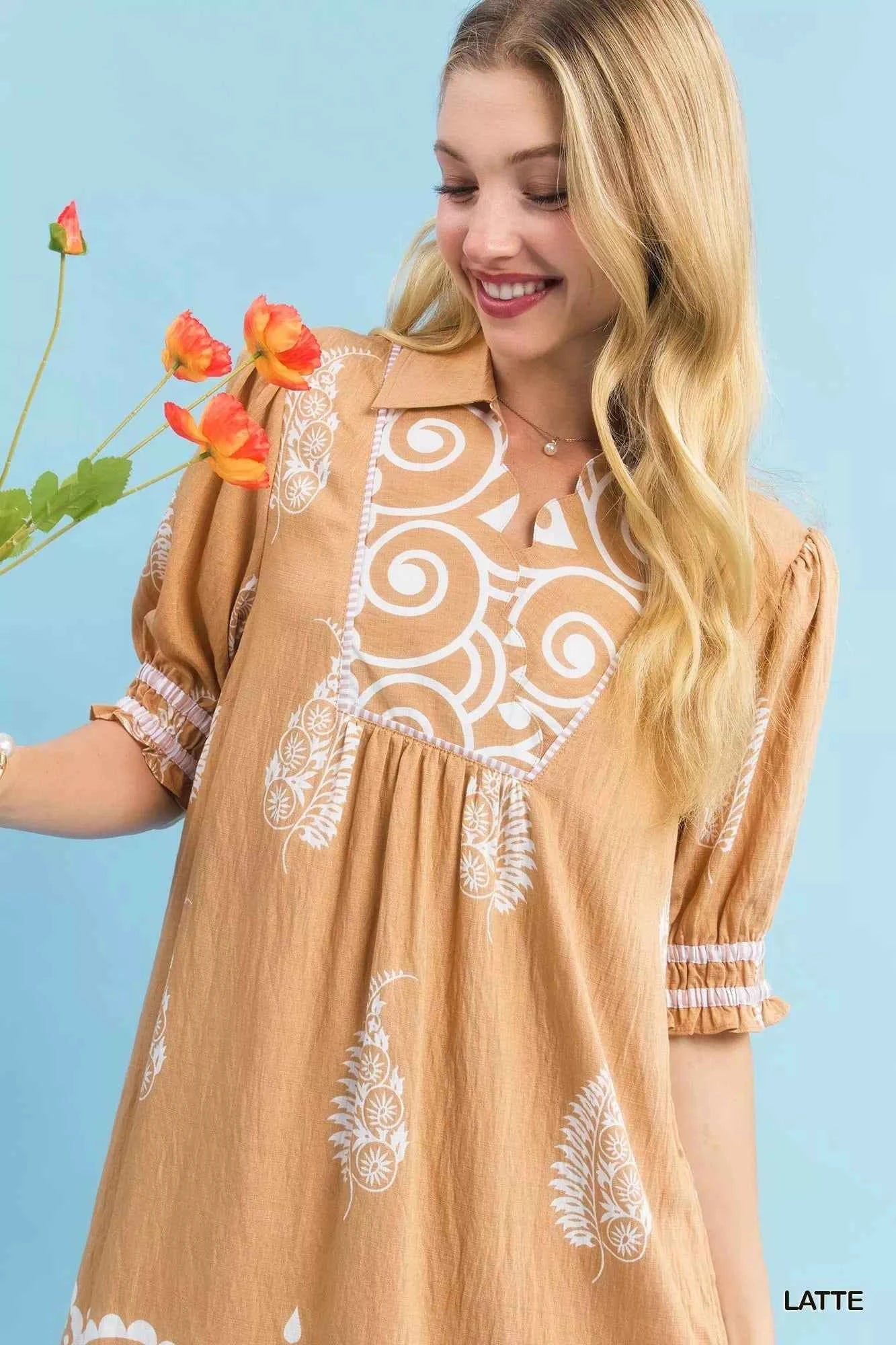 Umgee Paisley Mandala Print Babydoll Dress 8c5c465b-1b2c-4e5b-95bd-855781aeaf8e-Max-Origin