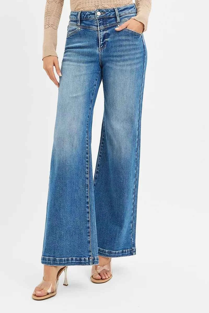 RISEN High Rise Wide Leg Jenas with Front Yoke and Heart Back Pocket 8c65ca67124447a6958fb3f510c01d28-Max-Origin