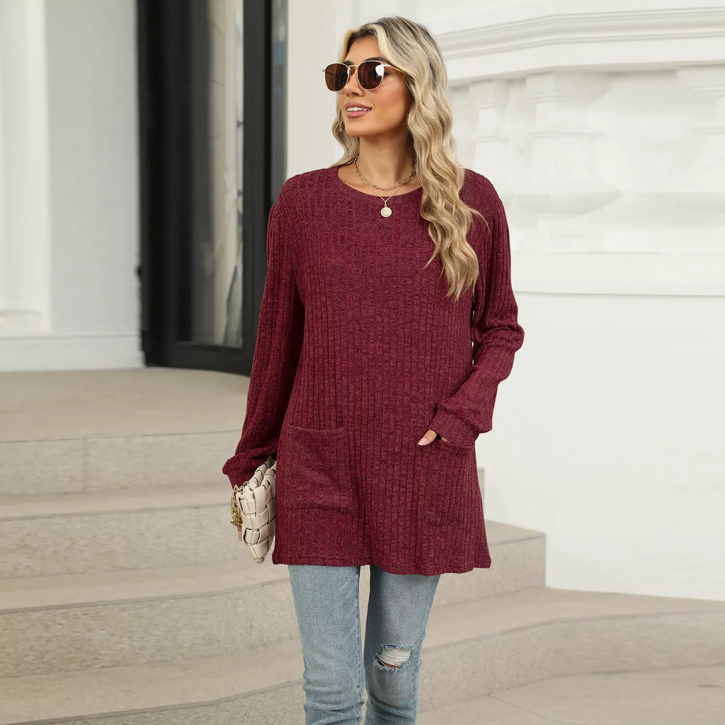 Ribbed Knit Long Sleeve T-Shirt 8c75592b-bc15-4bf0-9ac9-f8a1ccfd4ba0-Max-Origin