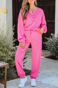 Solid Half-Button Pullover and Jogger Pants Set Bright Pink 8c75989b-b9c5-4d09-85e4-0adabbd5bc42