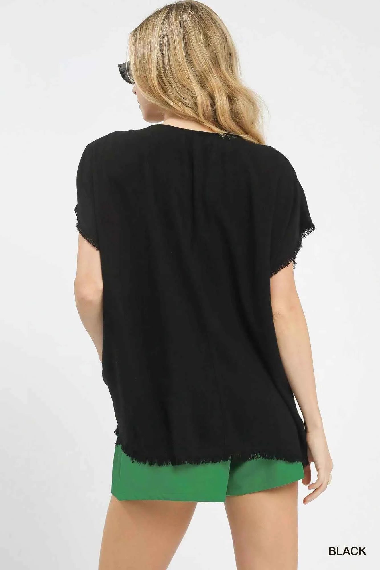 Umgee Linen Blend Embroidered Frayed Hem Top 8c80555f-47cb-48c2-8c2b-4f970eceef8c-Max-Origin