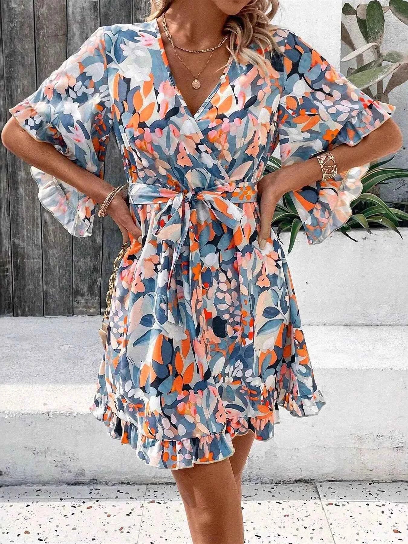 Printed Surplice Half Sleeve Dress 8cb05f9dd71044a79cb095893acdb994-Max-Origin