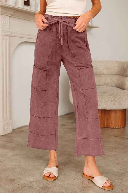 Mineral Wash High Waist Raw Hem Pants Wild Ginger 8cb0806f-b1d0-4196-adea-8a82c58acfcb