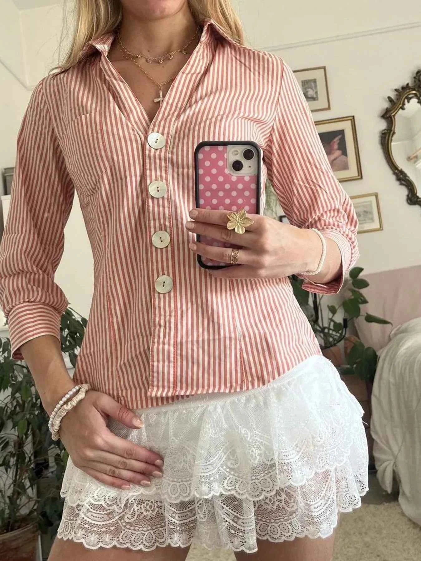 Collared Neck Button-Down Shirt Orange 8cb5e1c4-2b5c-401f-bed9-bb86f1c1394d-Max-Origin