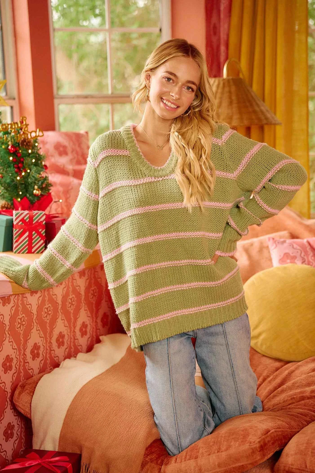 BiBi Striped Long Sleeve Sweater 8cbdd381de6645a99bd50443c90358ba-Max-Origin
