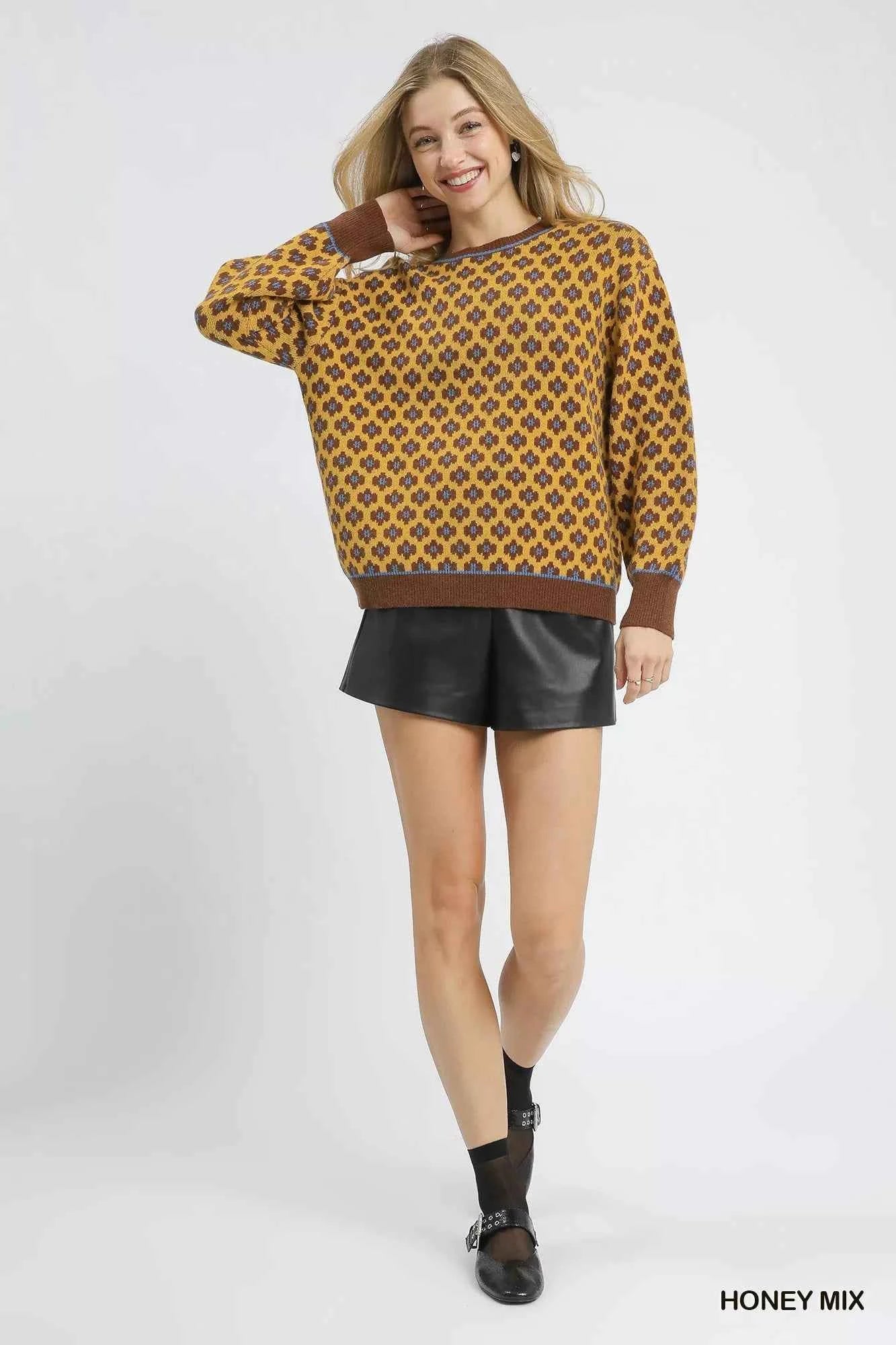 Umgee Abstract Print Crew Neck Sweater 8cc152fc-cf35-44b7-88bf-737b307185b3-Max-Origin