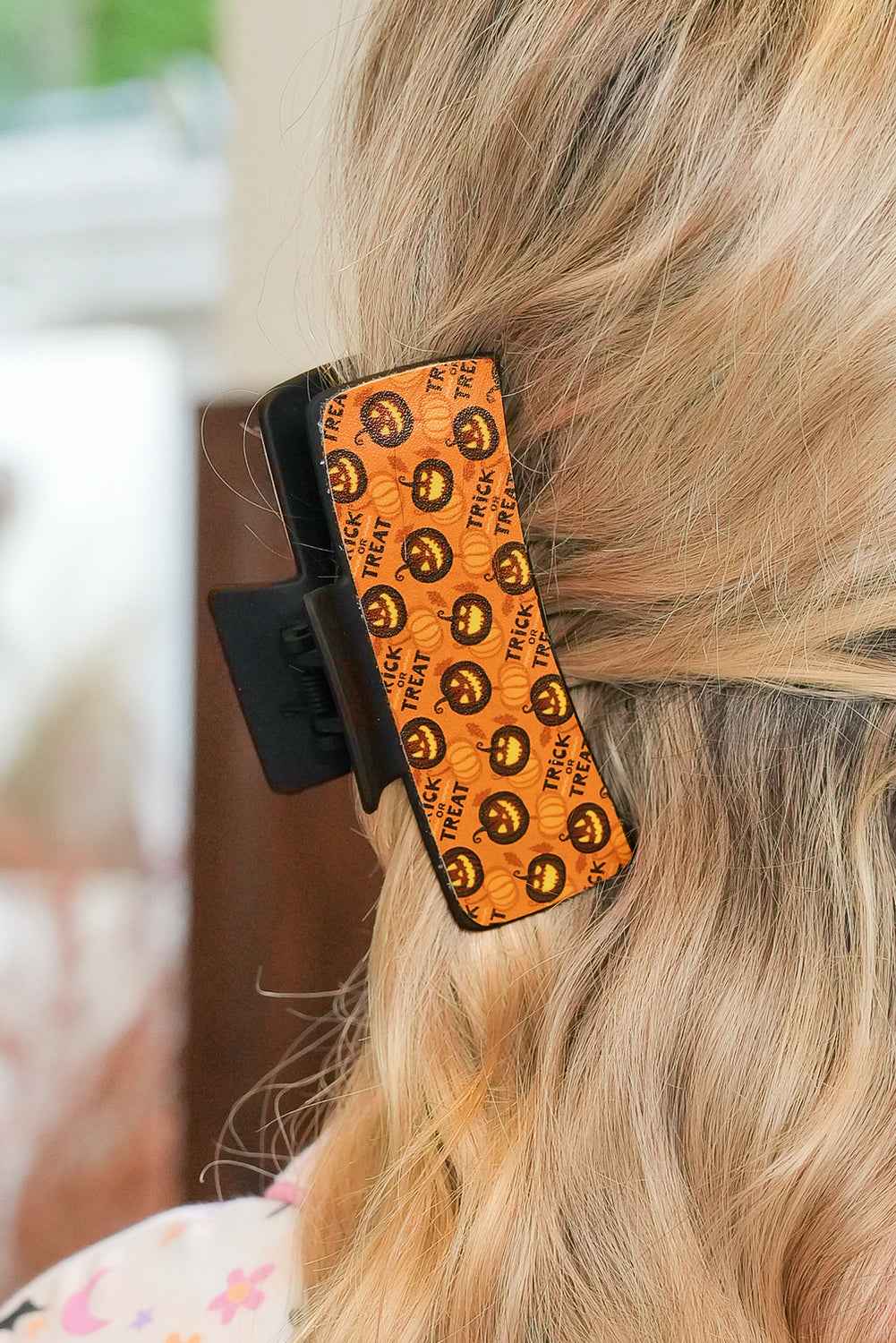 Orange Trick or Treat Halloween Print Hair Clip 8ccd680becb4e623