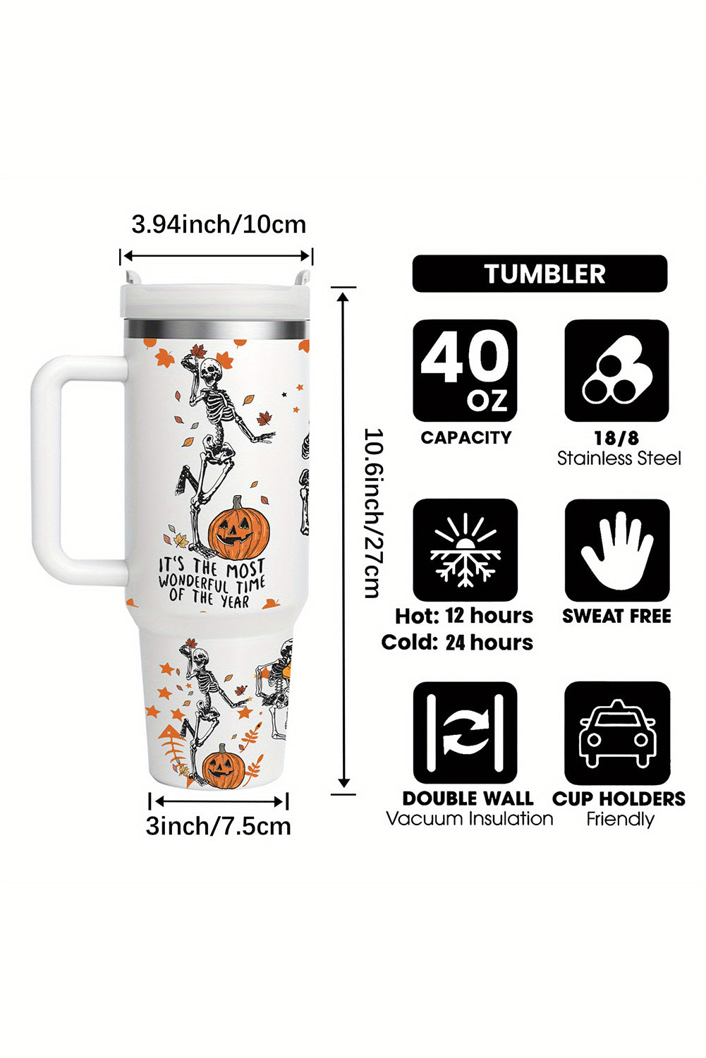 White It's the Most Wonderful Time of the Year Halloween Tumbler 40oz 8ccd771748863463