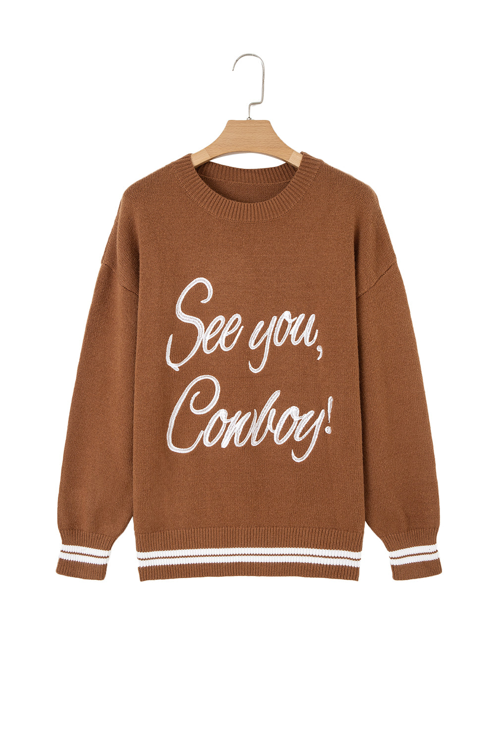 Peach Blossom Letter Embroidered Graphic Sweater 8cd35aa3421f4f3e