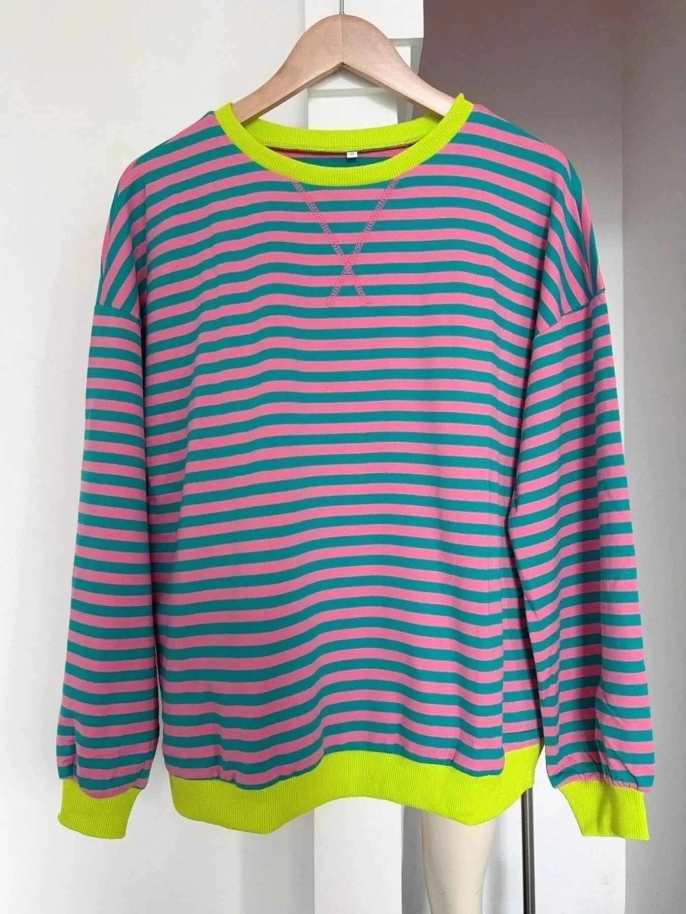 Striped Round Neck Dropped Shoulder Sweatshirt 8cef1376c81b40e6b06505f75ea7325c-Max-Origin