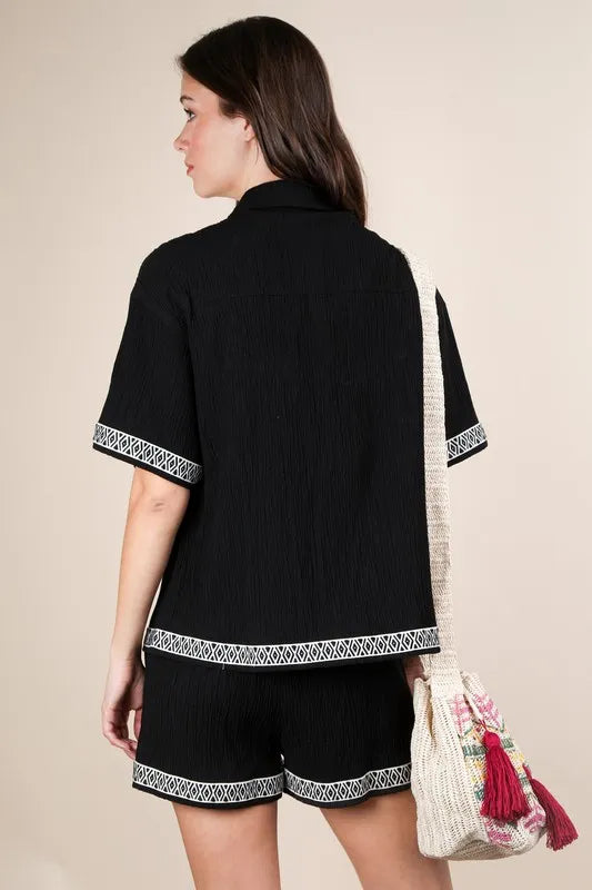 VERY J Crinkled Woven Shirt Top & Shorts Set 8cf0588669854aa793e6c9eb98990691-Max-Origin