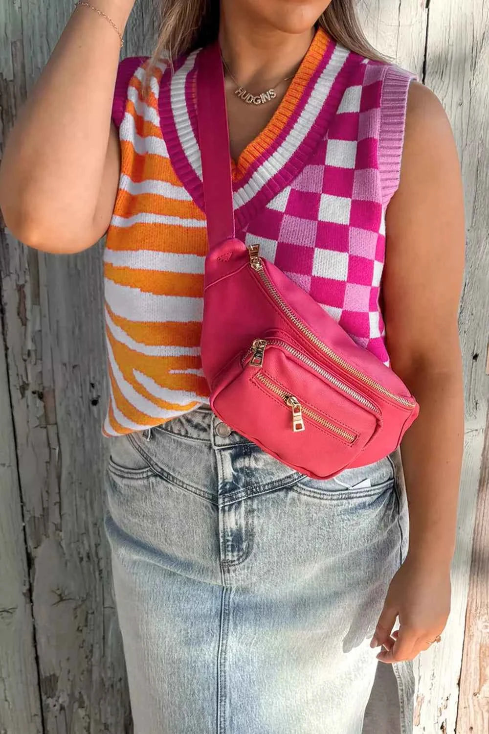 Striped Checkered Contrast Patchwork V Neck Sweater Vest 8d04872b-827d-486b-b973-c61c94b704a3-Max-Origin