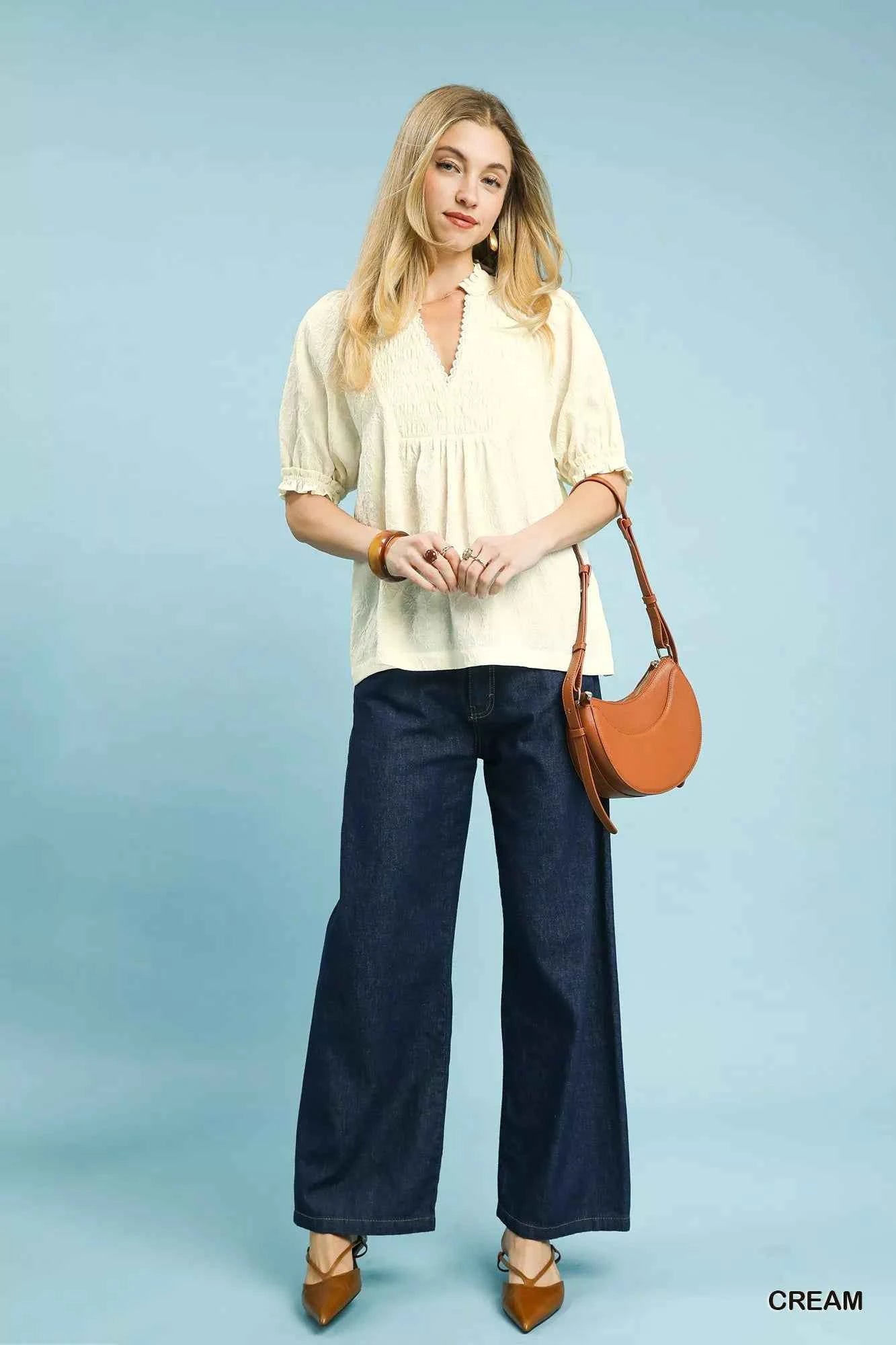 Textured Smocked Peasant Top 8d08b325-8faa-4e24-a4d5-231e2ff242ea-Max-Origin