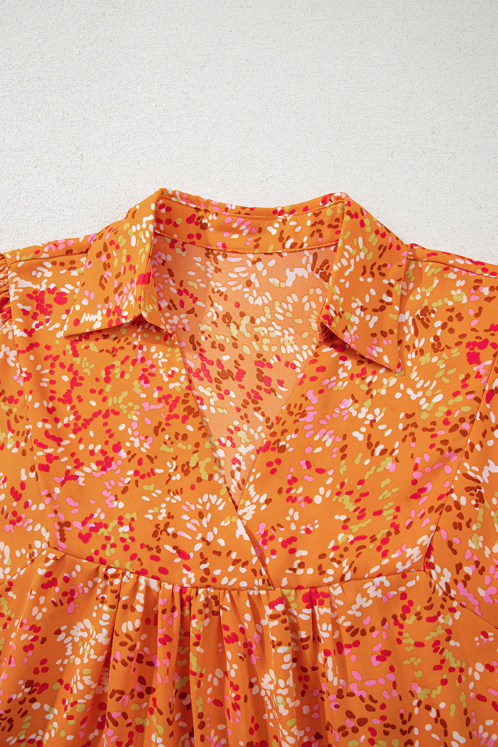 Bonbon Abstract Print Loose Fit Collared V Neck Babydoll Blouse 8d0c6e1c50a405fa