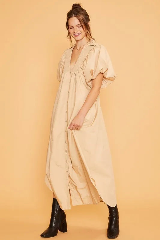 Annie Wear Smocked Puff Sleeve Midi Dress 8d102c7a-8b1d-4a4e-a354-7fe4fe2f46d0-Max