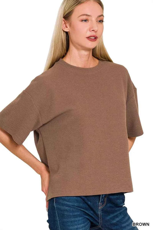Zenana Full Size Double Knit Side Slits Hi Low Short Sleeve Top Plus Size 8d10653d7c334c86a6abce7915c9d209-Max-Origin