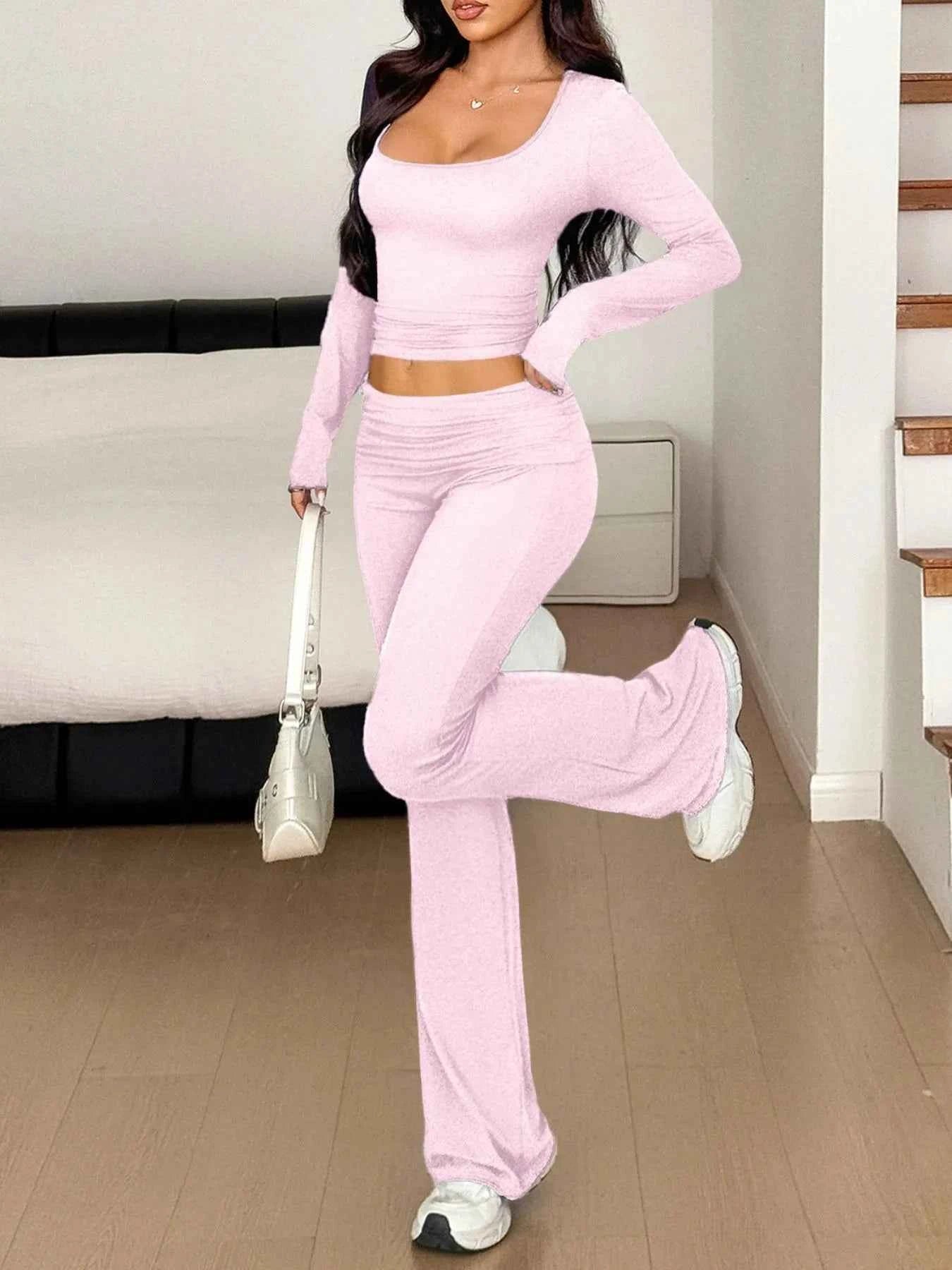 Long Sleeve Crop Top and Bootcut Pants Set Blush Pink 8d142caf-950f-49f9-8f2b-b16cd9e0d347-Max-Origin