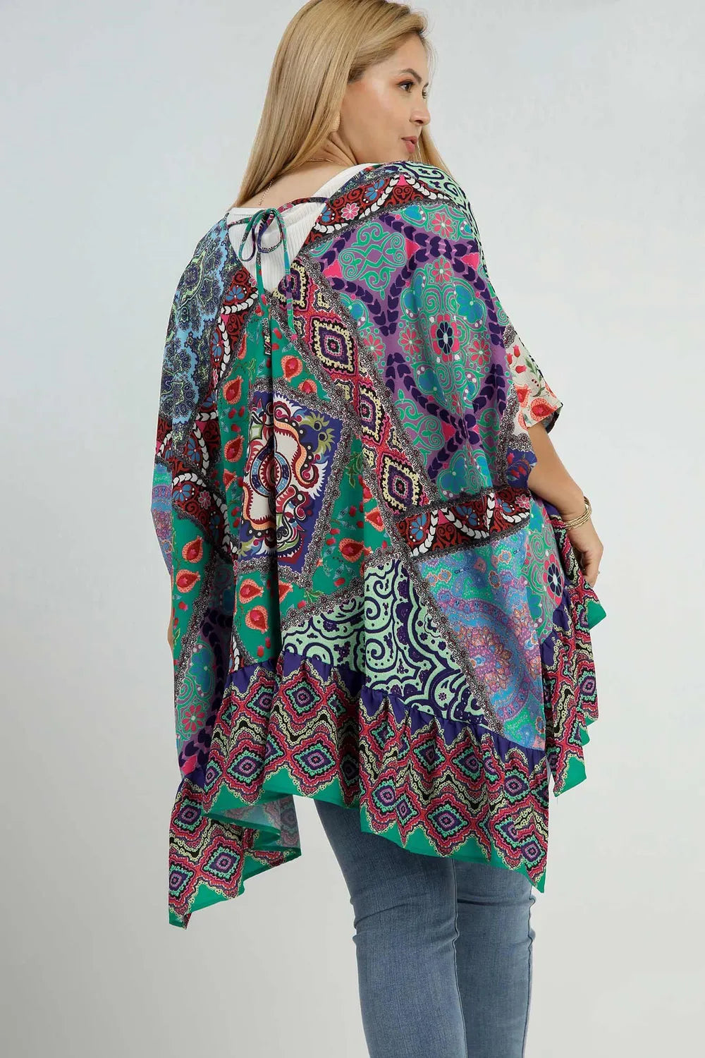 Umgee Full Size Mixed Print Ruffle Hem Open Front Cover Up Plus Size 8d166a76-147d-4f11-9686-1fc5cae620d6-Max